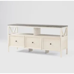 Farmhouse 3 Drawer Wood TV Stand For TVs Up To 65" - Saracina Home -Modern Living Sales GUEST 0072dd60 ce7c 4443 ae39 8934a2c1febb