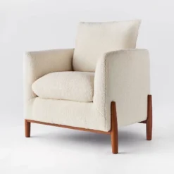 Elroy Faux Shearling Accent Chair With Wood Legs - Threshold™ Designed With Studio McGee -Modern Living Sales GUEST 04c043ac 4db5 4a26 96a6 5859589608e8