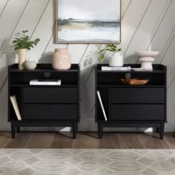 2pk Mid-Century Modern Solid Wood 2 Drawer Storage Nightstands - Saracina Home -Modern Living Sales GUEST 081e1c93 fb83 4111 87a0 db5e67515069