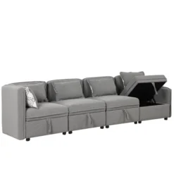 122.8" Minimalist Convertible Modular Sofa, Upholstered Sectional Sofa Couch With 5 Pillows-ModernLuxe -Modern Living Sales GUEST 0b88129f dce1 47fc 9ec4 c57992a409e8