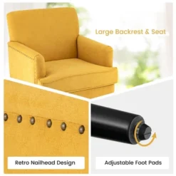 Tangkula Set Of 2 Modern Accent Chair Upholstered Sofa Chair W/ Rubber Wood Legs Yellow -Modern Living Sales GUEST 0d001da3 7e9d 43a7 82e1 6d3e2916838f