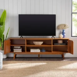 Solid Wood Mid-Century Modern TV Stand For TVs Up To 80" - Saracina Home -Modern Living Sales GUEST 13d172c2 7522 436c b47e 043357d4492b
