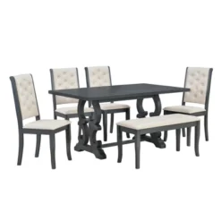 6 PCS Retro Dining Set With Unique-designed Table And Upholstered Chair-ModernLuxe -Modern Living Sales GUEST 144b2e82 beff 4f59 aab3 7cc9f823a4d3