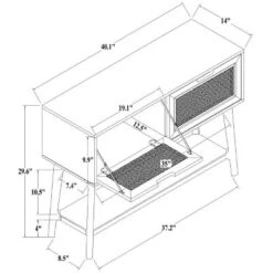 Wood & Cane Console Table With Pull-Down Drawers - Hearth & Hand™ With Magnolia -Modern Living Sales GUEST 1b81a3a0 42a0 432a 9648 58b763486f6c