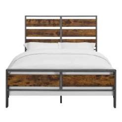 Queen Urban Chic Metal And Wood Plank Bed Brown - Saracina Home -Modern Living Sales GUEST 1edbf943 9085 4030 9489 6c7babf0e6c6