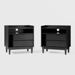 2pk Mid-Century Modern Solid Wood 2 Drawer Storage Nightstands - Saracina Home -Modern Living Sales GUEST 1f73b353 865e 4131 a376 6364f0459882