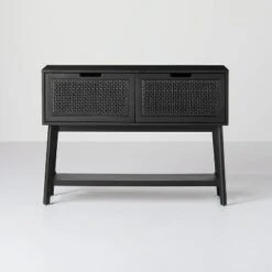 Wood & Cane Console Table With Pull-Down Drawers - Hearth & Hand™ With Magnolia -Modern Living Sales GUEST 20528750 0c48 4495 9988 dee7756ece00