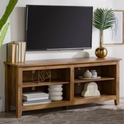 Transitional 4 Cubby Wood Open Storage TV Stand For TVs Up To 65"- Saracina Home -Modern Living Sales GUEST 25f3cc78 c68c 409d ba33 6e1083087415