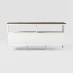 Farmhouse 3 Drawer Wood TV Stand For TVs Up To 65" - Saracina Home -Modern Living Sales GUEST 28f76feb 3b1e 4490 93aa fbbe5dcd3f6f