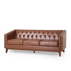 Ovando Contemporary Upholstered 3 Seater Sofa - Christopher Knight Home -Modern Living Sales GUEST 2db0012c 979c 4793 ac63 9f8a304a7fdb
