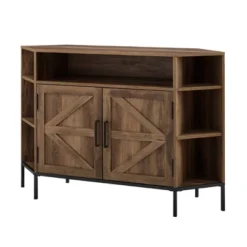 Atticus Modern Farmhouse 2 Door Corner TV Stand For TVs Up To 55" Rustic Oak - Saracina Home -Modern Living Sales GUEST 300a699d 8a74 4a70 bb6f e5e5e7c1c7a7