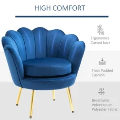 HomCom Elegant Velvet Upholstered Accent Leisure Club Chair With Gold Metal Legs -Modern Living Sales GUEST 36821f06 031a 4cfd 8ad6 b397a37162c9