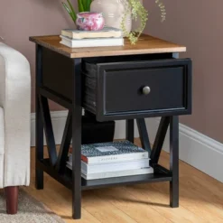 Set Of 2 Farmhouse Single Drawer V Frame Nightstands - Saracina Home -Modern Living Sales GUEST 37e94c5e 823d 4fff b6b8 c64e0f45834b