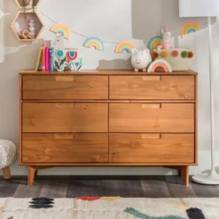 Mid-Century Modern Groove Wood 6 Drawer Dresser - Saracina Home -Modern Living Sales GUEST 3d447677 be9f 4732 b071 4ec0db1c971f