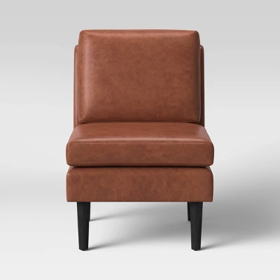 Gelbin Faux Leather Slipper Chair With Wood Legs - Threshold™ 4 Gelbin Faux Leather Slipper Chair With Wood Legs - Threshold™ - Image 2