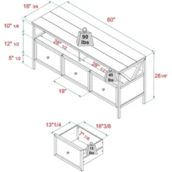 Farmhouse 3 Drawer Wood TV Stand For TVs Up To 65" - Saracina Home -Modern Living Sales GUEST 40d5f612 f4e7 48b3 8586 affcd4996633