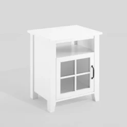 Transitional Classic Windowpane Storage Side Table - Saracina Home -Modern Living Sales GUEST 4469cf83 cd93 4faf 9e56 10d6ff377ccb