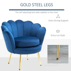 HomCom Elegant Velvet Upholstered Accent Leisure Club Chair With Gold Metal Legs -Modern Living Sales GUEST 453ce68e e4a4 4f60 b7ec 9d9cab5e1638