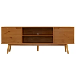 Solid Wood Mid-Century Modern TV Stand For TVs Up To 80" - Saracina Home -Modern Living Sales GUEST 48805313 cc17 4994 abcd 906cc16aab94