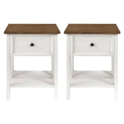 Set Of 2 Farmhouse Single Drawer V Frame Nightstands - Saracina Home -Modern Living Sales GUEST 50285f74 c096 4646 942b 6ccbf5d3dde3