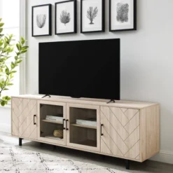 Vik Modern Boho 4 Door Herringbone TV Stand For TVs Up To 80" - Saracina Home -Modern Living Sales GUEST 530194cb a341 4baf 923d 18f7438961b6