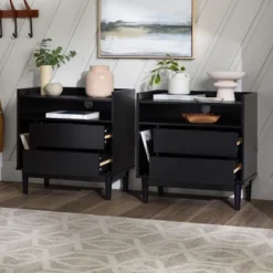 2pk Mid-Century Modern Solid Wood 2 Drawer Storage Nightstands - Saracina Home -Modern Living Sales GUEST 559c5ca6 af7e 4136 9a5f 989a82141900