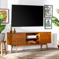Solid Wood Mid-Century Modern TV Stand For TVs Up To 65" - Saracina Home -Modern Living Sales GUEST 55d038af 42a5 438d 8b74 91f0ac9cc7f7