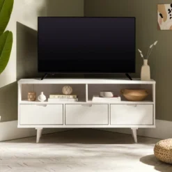 Cara Mid-Century Modern 3 Drawer Corner TV Stand For TVs Up To 58" - Saracina Home -Modern Living Sales GUEST 5a91e93e d508 4e72 9f59 32f14f024c2a