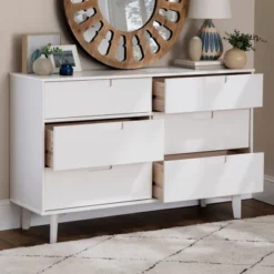 Mid-Century Modern Groove Wood 6 Drawer Dresser - Saracina Home -Modern Living Sales GUEST 5f343547 8bdb 4ab5 8100 4810a89a5608