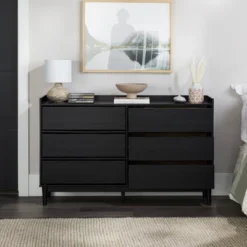 Mid-Century Modern Solid Wood 6 Drawer Double Dresser - Saracina Home -Modern Living Sales GUEST 6055ff97 4649 4b8d 9ad4 41a92d811076