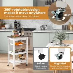Costway Compact Kitchen Island Cart Rolling Service Trolley With Stainless Steel Top Basket -Modern Living Sales GUEST 65c0c9bb 50c6 4b23 bffd 4f1388a1e634