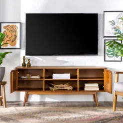 Solid Wood Mid-Century Modern TV Stand For TVs Up To 65" - Saracina Home -Modern Living Sales GUEST 686002c1 8c90 4149 bce4 d40fc12f1038