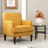 Tangkula Set Of 2 Modern Accent Chair Upholstered Sofa Chair W/ Rubber Wood Legs Yellow -Modern Living Sales GUEST 6a5ed62b f16f 41cc b3a2 79aabc223b86