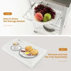 Costway Compact Kitchen Island Cart Rolling Service Trolley With Stainless Steel Top Basket -Modern Living Sales GUEST 6d12b3d7 0480 4e1e bf51 084fc2612c3c