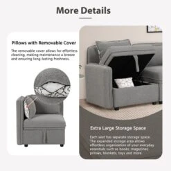 122.8" Minimalist Convertible Modular Sofa, Upholstered Sectional Sofa Couch With 5 Pillows-ModernLuxe -Modern Living Sales GUEST 758104f0 2824 4484 a592 7670bd523c90