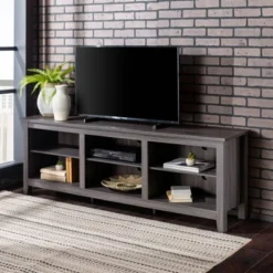 Transitional 6 Cubby Wood Open Storage Wood TV Stand For TVs Up To 80"- Saracina Home -Modern Living Sales GUEST 79e53a3c 9e15 40b4 ae14 2a20944d3dac