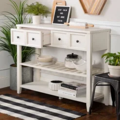 48" Farmhouse Solid Wood 2 Drawer Buffet White - Saracina Home -Modern Living Sales GUEST 7e393f61 c951 4f50 a393 b5683bb39207