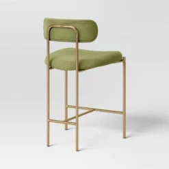 Orion Luxe Backed Counter Height Barstool With Brass Legs Olive Green Velvet - Threshold™ -Modern Living Sales GUEST 7e783766 9223 4da7 9627 10de0ab7294f