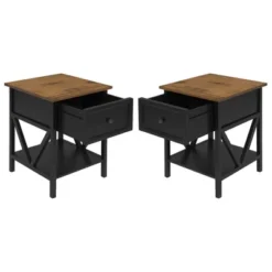 Set Of 2 Farmhouse Single Drawer V Frame Nightstands - Saracina Home -Modern Living Sales GUEST 863f40f2 6298 441f b2c6 13836fab57da