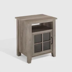Transitional Classic Windowpane Storage Side Table - Saracina Home -Modern Living Sales GUEST 88952578 f4c2 4317 9491 b95e5eff9454