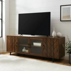Vik Modern Boho 4 Door Herringbone TV Stand For TVs Up To 80" - Saracina Home -Modern Living Sales GUEST 9063eb92 b49a 4de7 8042 61e07cd7b281