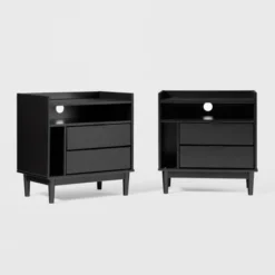2pk Mid-Century Modern Solid Wood 2 Drawer Storage Nightstands - Saracina Home -Modern Living Sales GUEST 90b51515 663a 4264 a749 f3758d2e0dcf