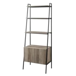 72" Open Shelf And Closed Storage Cabinet Ladder Bookcase - Saracina Home -Modern Living Sales GUEST 95647392 bcf6 4609 85d2 67f249b2f3ff