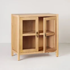 Grooved Wood With Glass 2-Door Cabinet - Natural - Hearth & Hand™ With Magnolia -Modern Living Sales GUEST 9aa7705a c66f 495b 80dd 55470dae1fa8