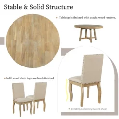 5 PCS Round Wood Extendable Dining Table Set With 4 Upholstered Dining Chairs-ModernLuxe -Modern Living Sales GUEST 9ac19d65 3748 4874 9cdb f877628812e6