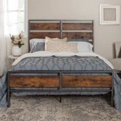 Queen Urban Chic Metal And Wood Plank Bed Brown - Saracina Home -Modern Living Sales GUEST 9ba450b4 e465 46ef 9f8f 881f1960dbc8
