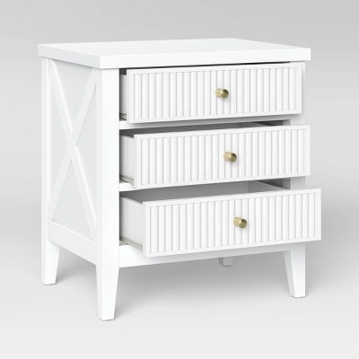 Wrentham Beadboard Farmhouse 3 Drawer Nightstand White - Threshold™ 5 Wrentham Beadboard Farmhouse 3 Drawer Nightstand White - Threshold™ - Image 3