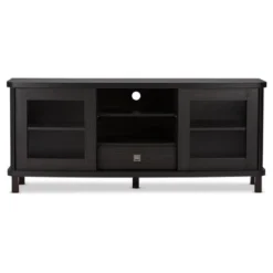 Walda Wood Cabinet With 2 Sliding Doors And 1 Drawer TV Stand For TVs Up To 60" Dark Brown/Gray - Baxton Studio -Modern Living Sales GUEST 9faebf97 9e11 4f07 8eea b492ac6d1041