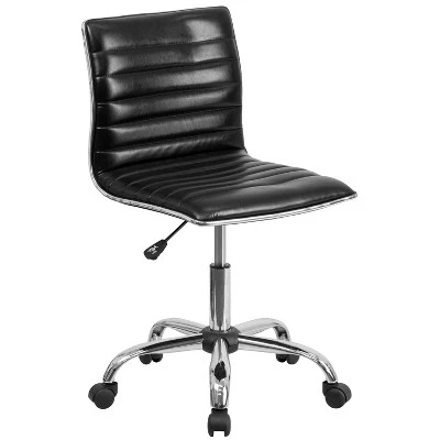 Emma And Oliver Low Back Designer Armless Ribbed Swivel Task Office Chair 19 Emma And Oliver Low Back Designer Armless Ribbed Swivel Task Office Chair - Image 17