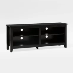 Transitional 4 Cubby Wood Open Storage TV Stand For TVs Up To 65"- Saracina Home -Modern Living Sales GUEST a6e3a24c 5f9e 443a b207 9469bc1cee89